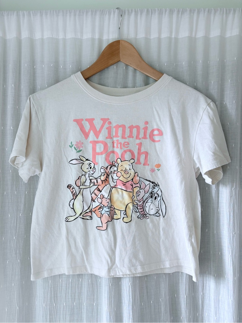 Disney Winnie the Pooh Crewneck Crop Tee - Cream